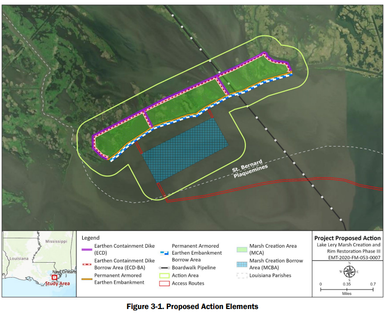 Lake Lery wetlands and embankment